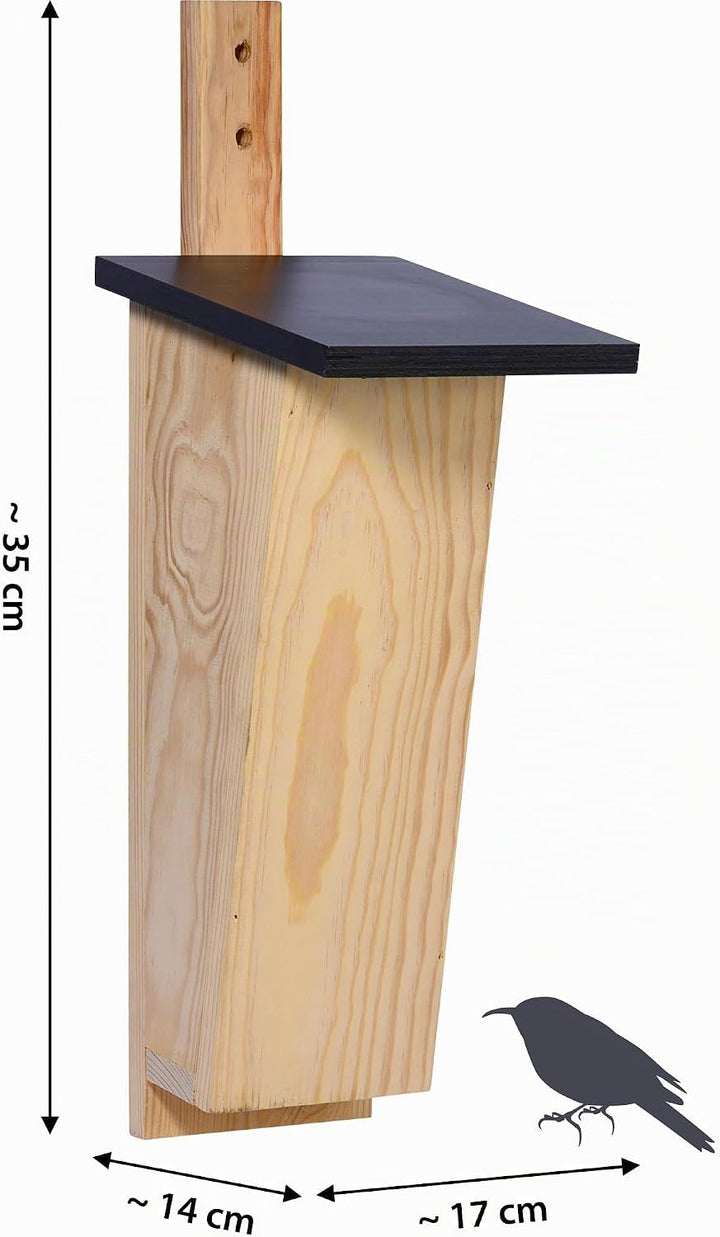 dobar® Spezial-Nistkasten für Baumläufer - Vogelbrutkasten zum Aufhängen - 14 x 17 x 35 cm - Kiefer