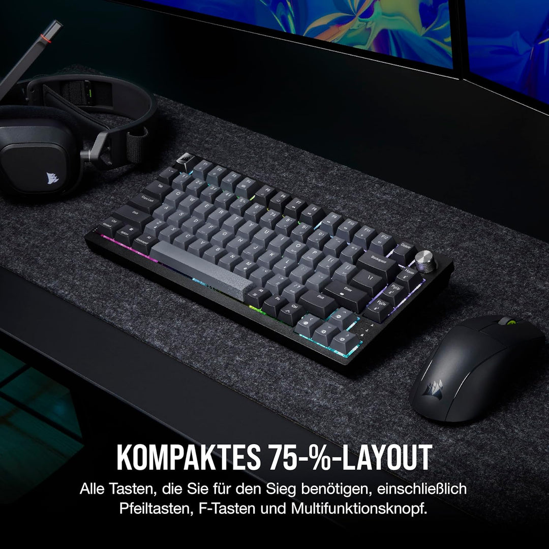 Corsair K65 Plus Wireless 75% RGB Hot-Swap-Fähige Mechanische Gaming-Tastatur - Vorgeschmierte MLX R