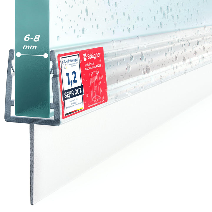 STEIGNER Duschdichtung, 140cm, Glasstärke 6/7/ 8 mm, Gerade PVC Ersatzdichtung für Dusche, UK10 Gera