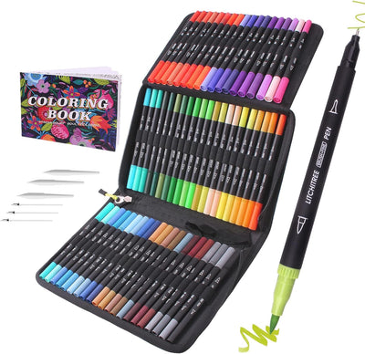 Laconile 72 Filzstifte Set für Malbücher für Erwachsene, Dual Brush Pens Färbemarker für Kinder Kall
