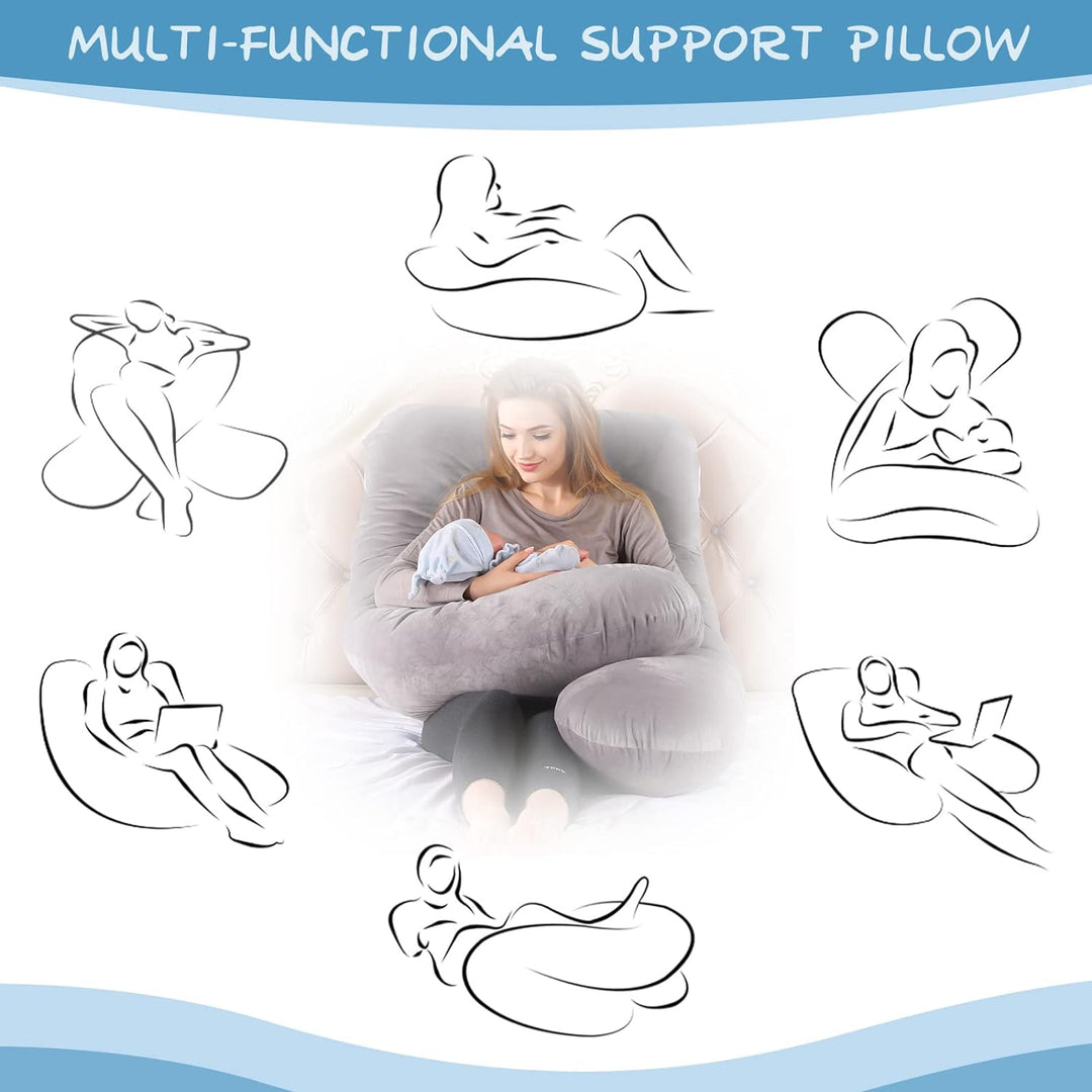 Lannvan Schwangerschaftskissen, U-förmiges Seitenschläferkissen zum Schlafen, Stillkissen XXL, 3KG B