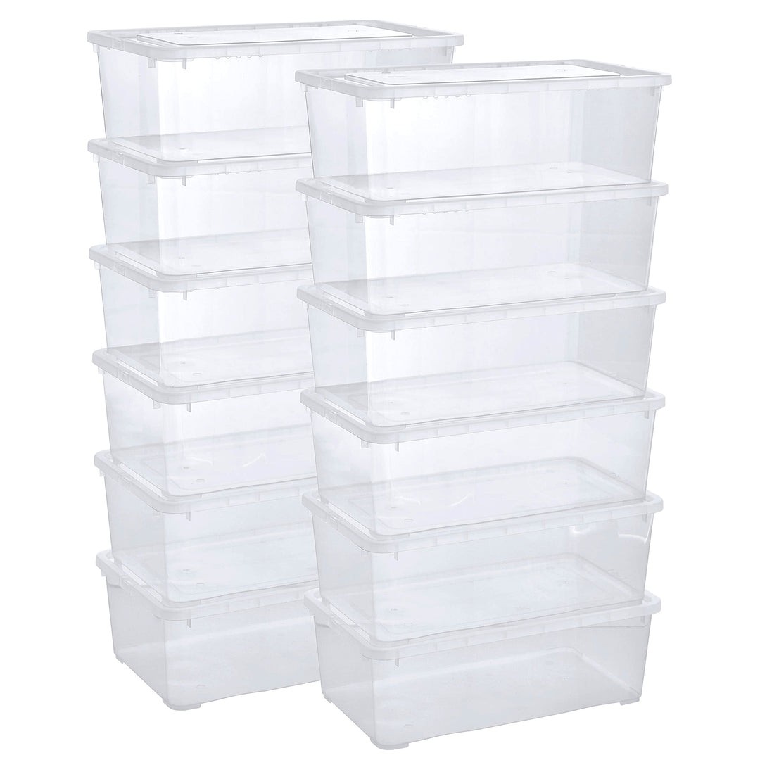 Grizzly Aufbewahrungsboxen 12 x 5 L mit Deckel transparent - Klarsichtboxen stapelbar mit Belüftung