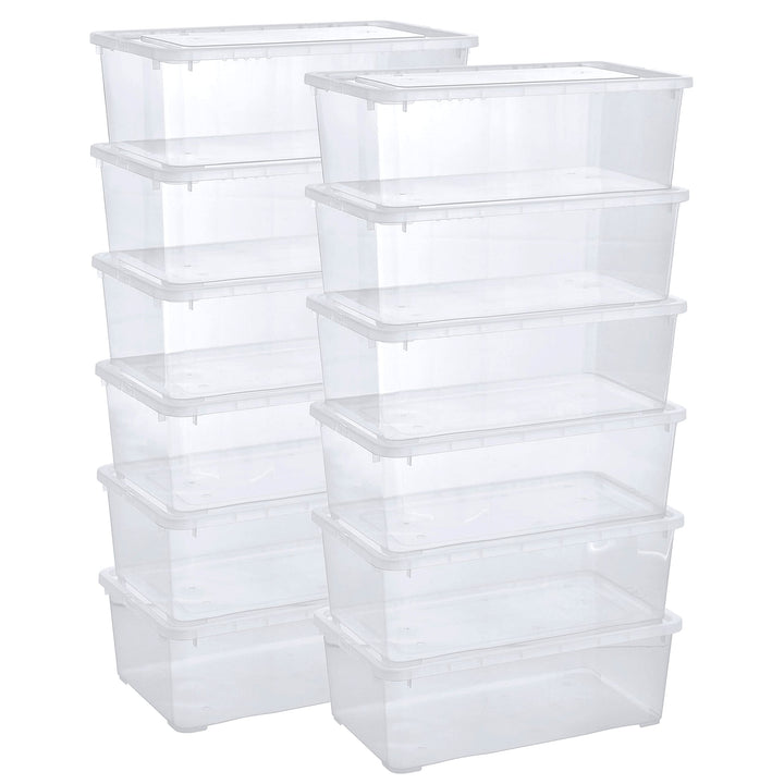 Grizzly Aufbewahrungsboxen 12 x 5 L mit Deckel transparent - Klarsichtboxen stapelbar mit Belüftung
