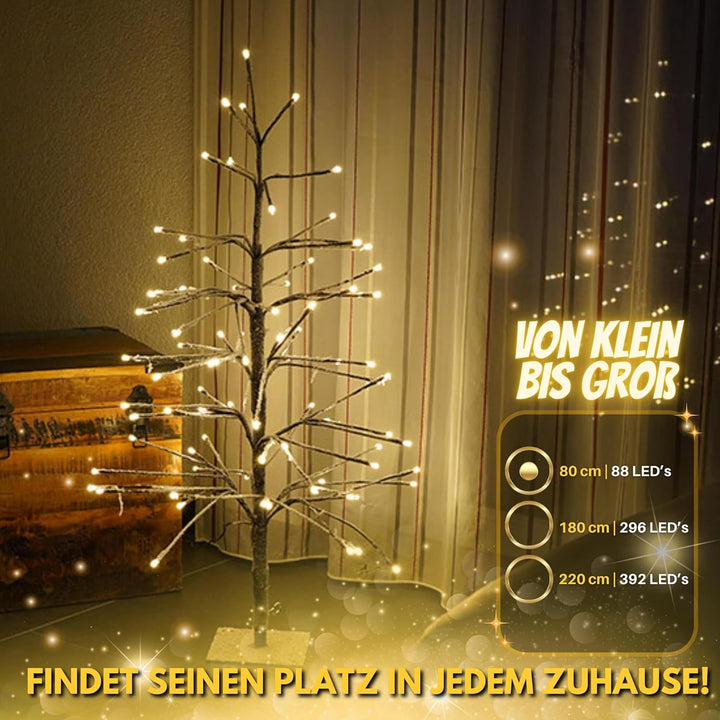 HiLight LED Weihnachtsbaum 80 cm braun - mit 88 warmweissen LEDs und Schneedeko - Christbaum/Tannenb