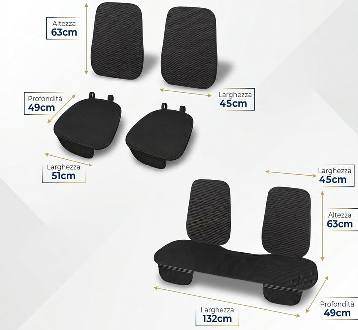 Auto Accessori Lupex Sitzbezug Set 3-teilig Universal Auto | Sitzschutz 2 Vordersitze und 1 Rücksitz