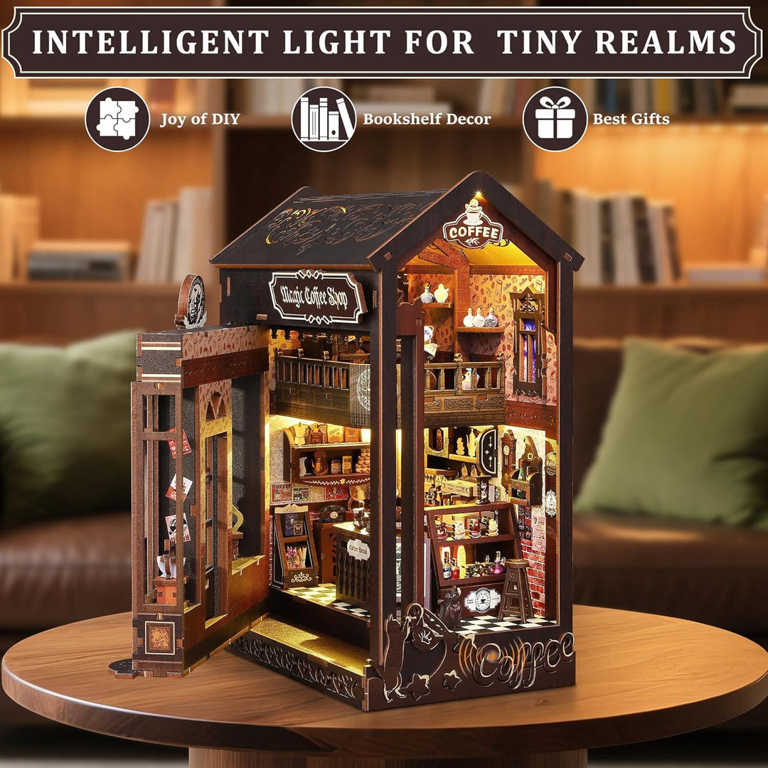 Book Nook Kit für Erwachsene: LUMYCE Holzpuzzle DIY Miniatur Haus 3D Puppenhaus - Buchstütze für Büc