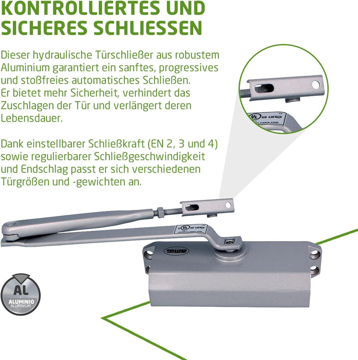 AMIG Türschliesser 20427 777 C/Vorhaltezeit Silber