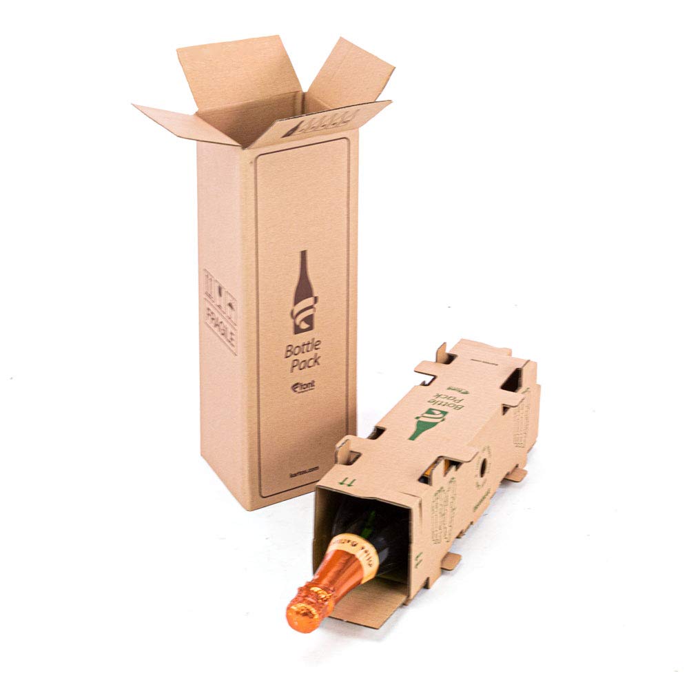 Packung mit 5 Versandkartons für Flaschen, Kapazität für 1 Flasche, mit interner Box, hoher Schutz,