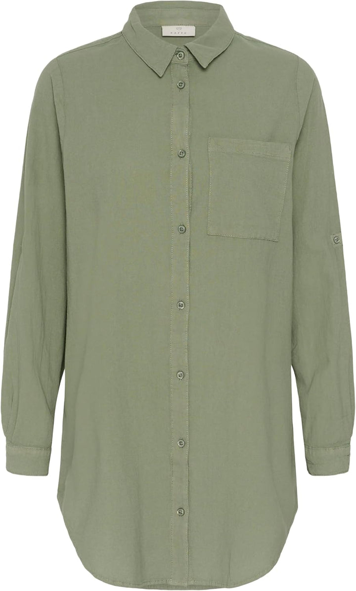 KAFFE Damen Langarm - Hemd KAnaya Damen Hemd Langarm Kragen Lang Casual Hemdbluse Lange Ärmel