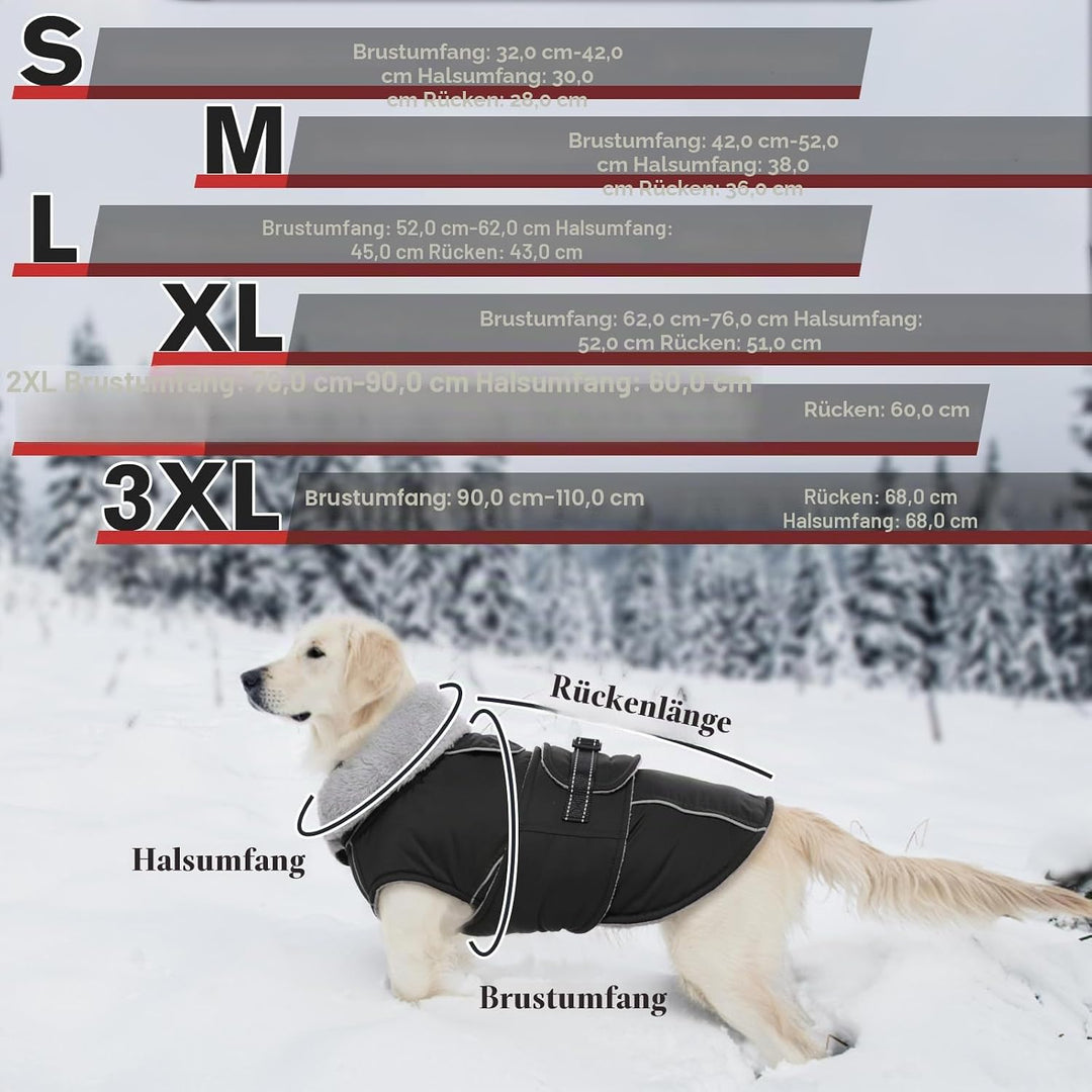 Lelepet Hundejacke Winter Warmer Hundemantel, Wasserdichter Wintermantel Fleece Hundeweste für Mitte