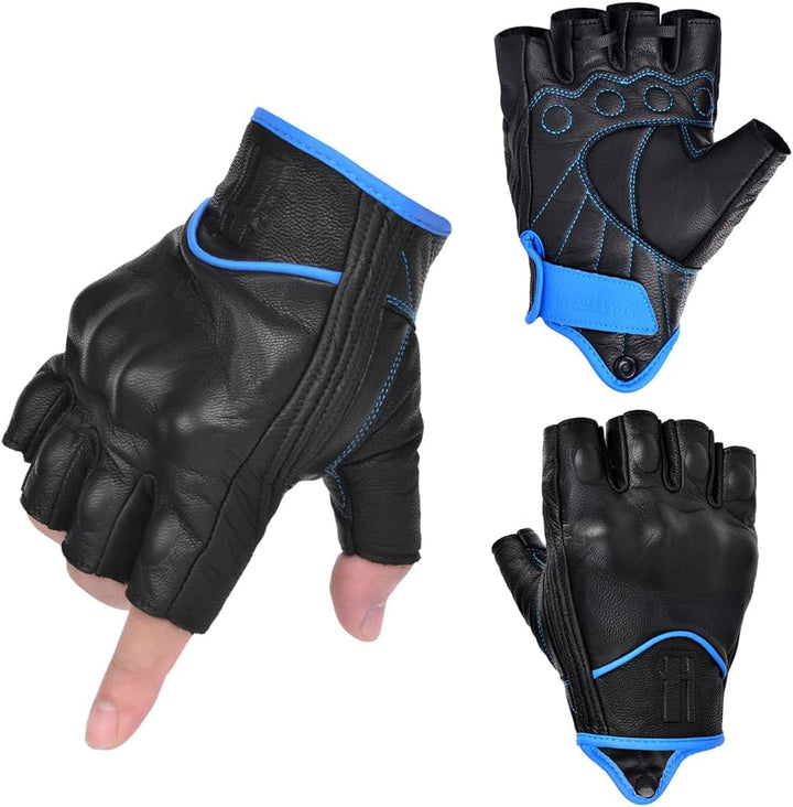 Harssidanzar Herren Vollfinger Ziegenleder Touchscreen Motorrad Fingerlose Handschuhe GM037EU S Schw