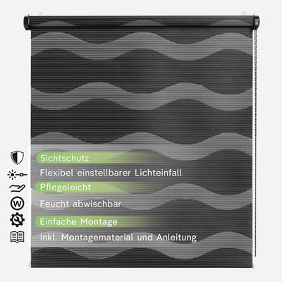 Rikmani Doppelrollo Fensterrollo Welle Klemmfixierung Duo-Rollo Zebrarollo Seitenzugrollo ohne Bohre