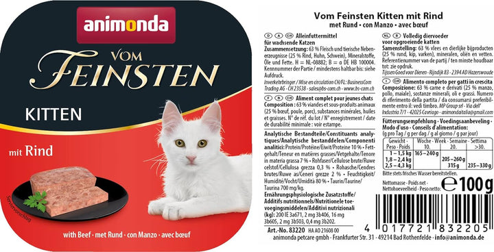 animonda Vom Feinsten Kitten, Nassfutter für wachsende Katzen im ersten Lebensjahr, mit Lamm, 32 x 1