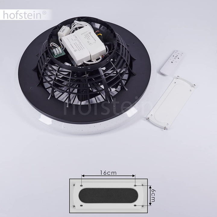 LED Deckenventilator Piraeus, Deckenlampe mit Ventilator aus Metall/Kunststoff mit Sternenhimmel-Opt