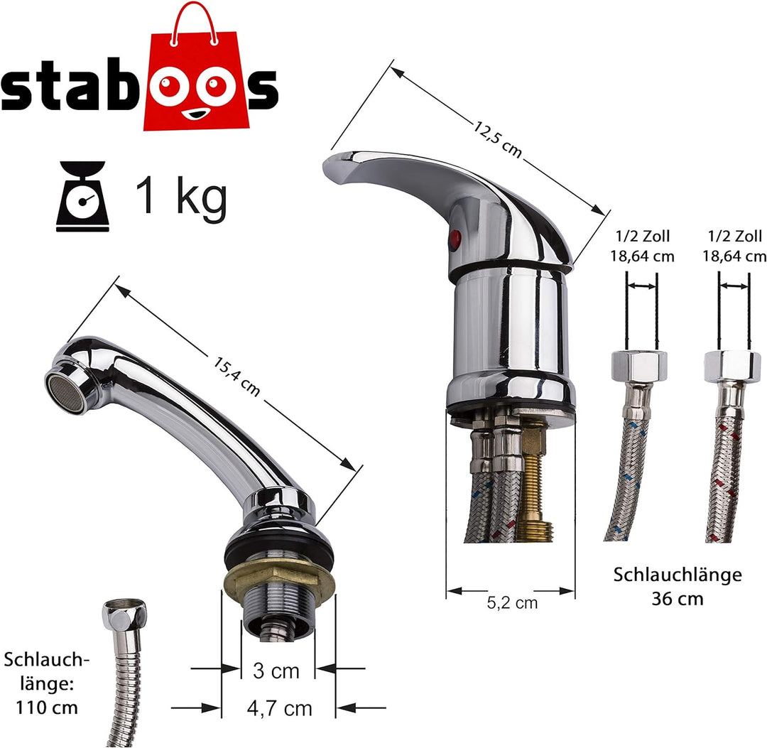 Staboos Profi Mischbatterie und Handbrause,Premium Qualität passent für die meisten Friseur Waschses