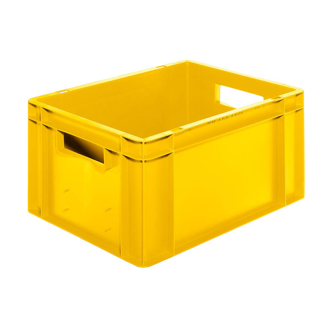 Euro-Format-Stapelbehälter, Wände und Boden geschlossen - LxBxH 400 x 300 x 210 mm - gelb, VE 5 Stk