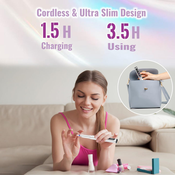Nagelfräser Kabellos 35000 U/Min, Elektrische Nagelfeile 12 in 1 Fräser Nägel Professionell Nail Dri