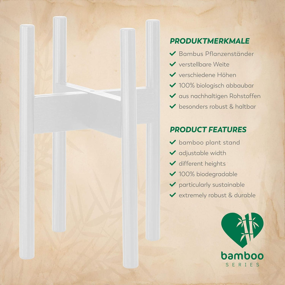Rubberneck Bambus Pflanzenständer - Verstellbare Blumentopfständer aus Bambusholz für den Innen- und