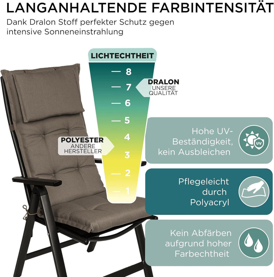 gardisun Gartenstuhlauflagen Hochlehner mit Kopfteil I Extra Dicke Sitzauflagen I Made in Europe I I