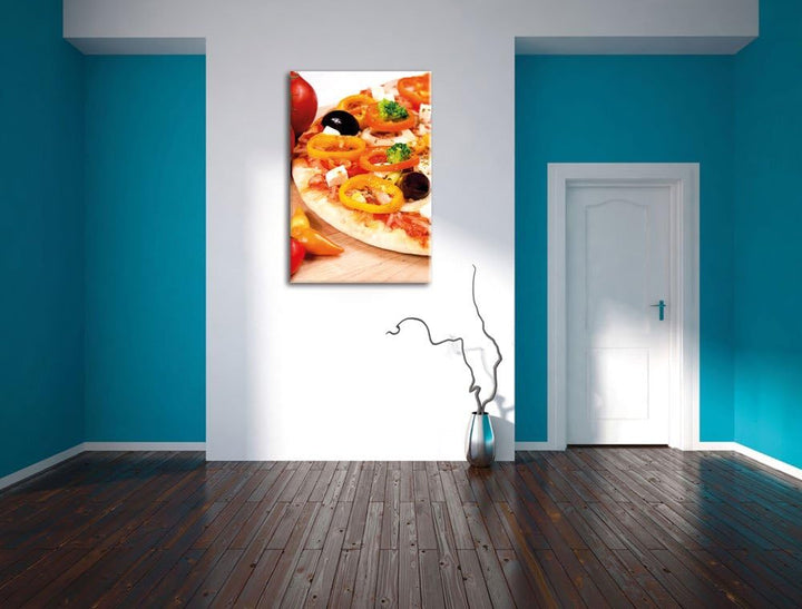 Pizza aus Italien, Format: 100x70 auf Leinwand, XXL riesige Bilder fertig gerahmt mit Keilrahmen, Ku