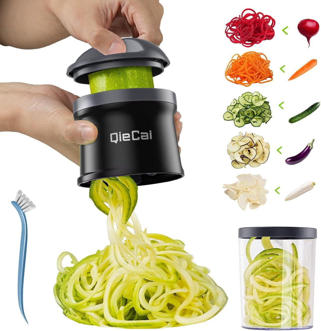 Spiralschneider Gemüse mit Behälter- 4 in 1 zucchini spiralschneider Gemüseschneider Spaghetti Gemüs