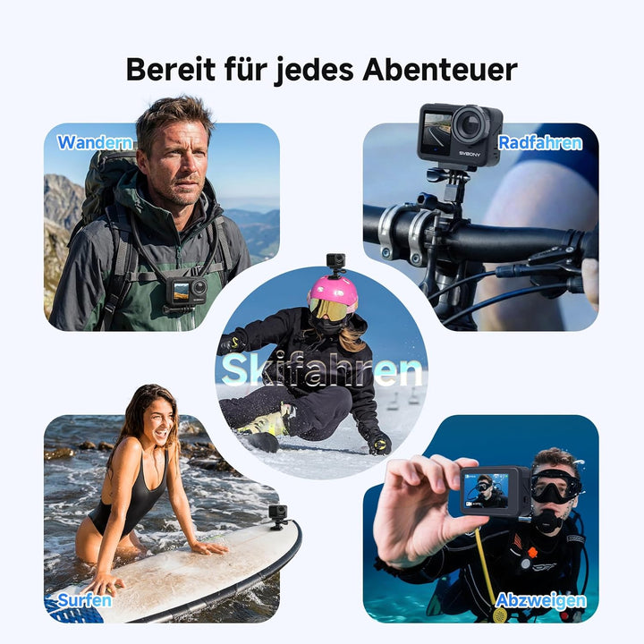 SVBONY SVGo3 4K 30FPS Action Cam, Aufnahmen bei Schwachem Licht, Magnetischer Schnellverschluss, 128
