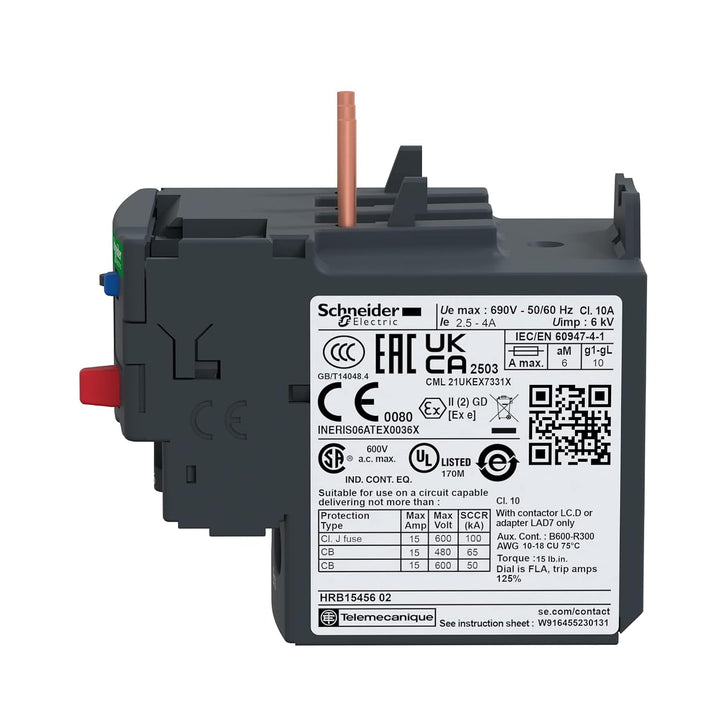 Scheider Electric Motorschutzrelais, 2,5-4A, 1S+1Ö, Klasse 10A, Überlastrelais, 2,5-4A
