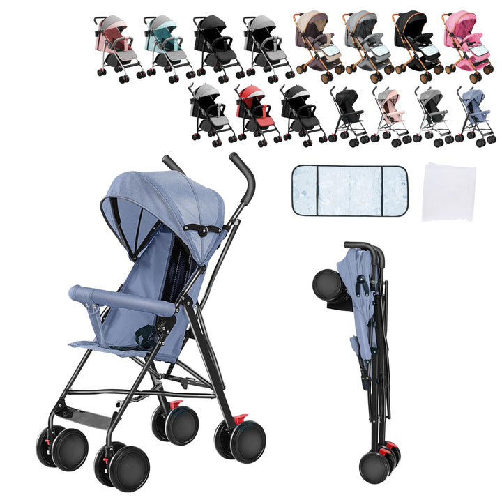 Kinderwagen mit Kühlmatte und Moskitonetz, kompakter Kinderwagen, faltbar, für Babys und Kinder, Kin