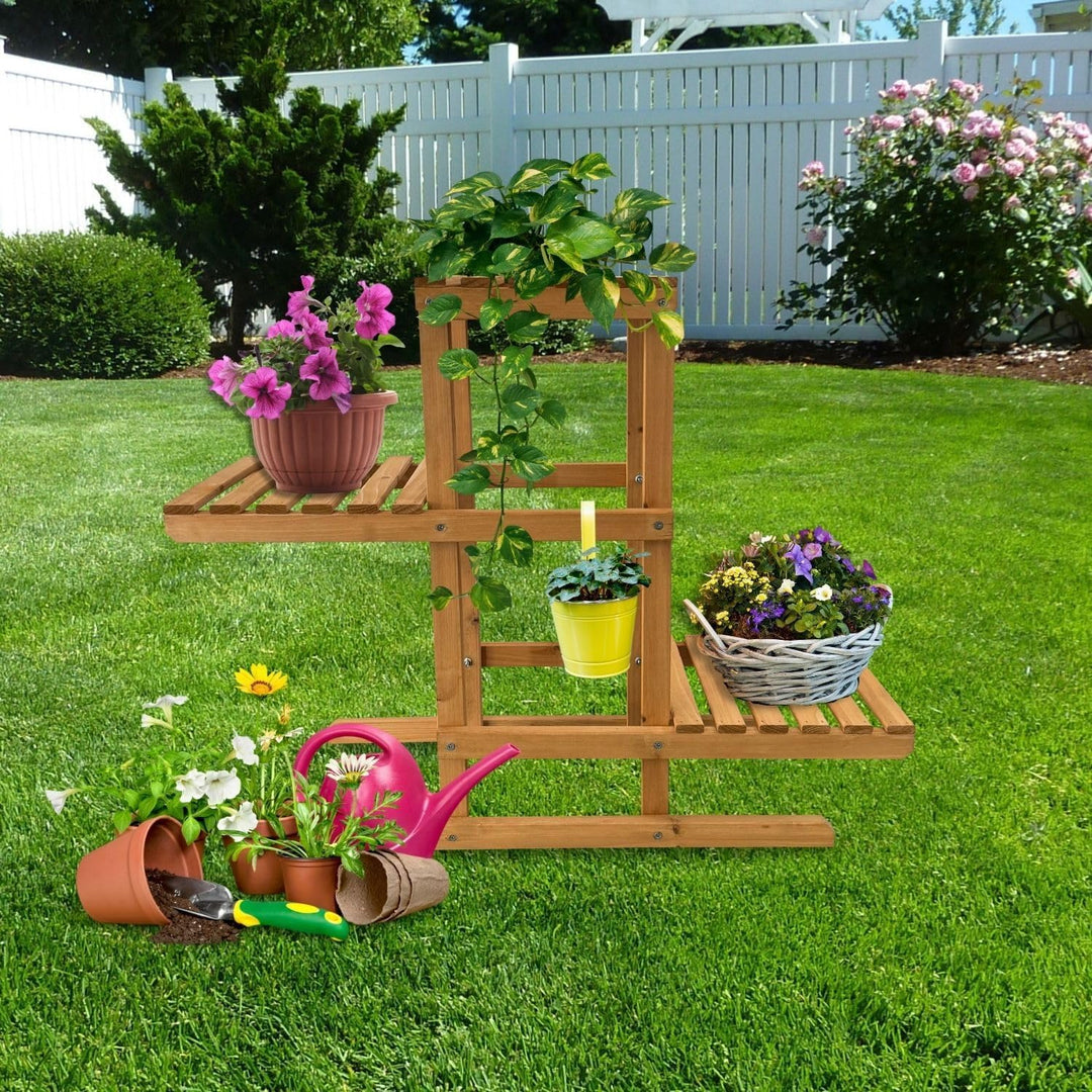 Pflanzenregal Perry Holz Blumenregal 3 Etagen Blumentreppe für Garten Balkon Terrasse oder Innenräum