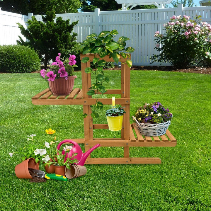 Pflanzenregal Perry Holz Blumenregal 3 Etagen Blumentreppe für Garten Balkon Terrasse oder Innenräum