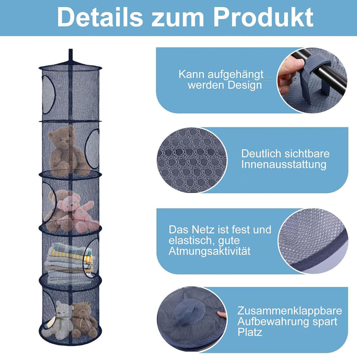 Hängeaufbewahrung, 2 Stück Faltbare Hängeaufbewahrung Organizer, 5 Fächer Hängeregal Mesh Hängende N