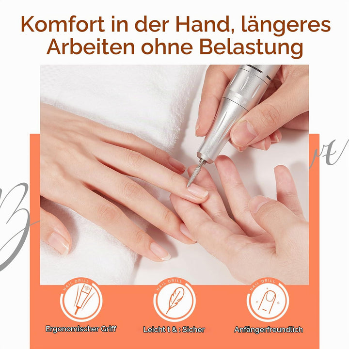 Modelones Nagelfräser Professionell, Tragbare Fräser für Gelnägel 35000 RPM mit LCD Display, Nail Dr
