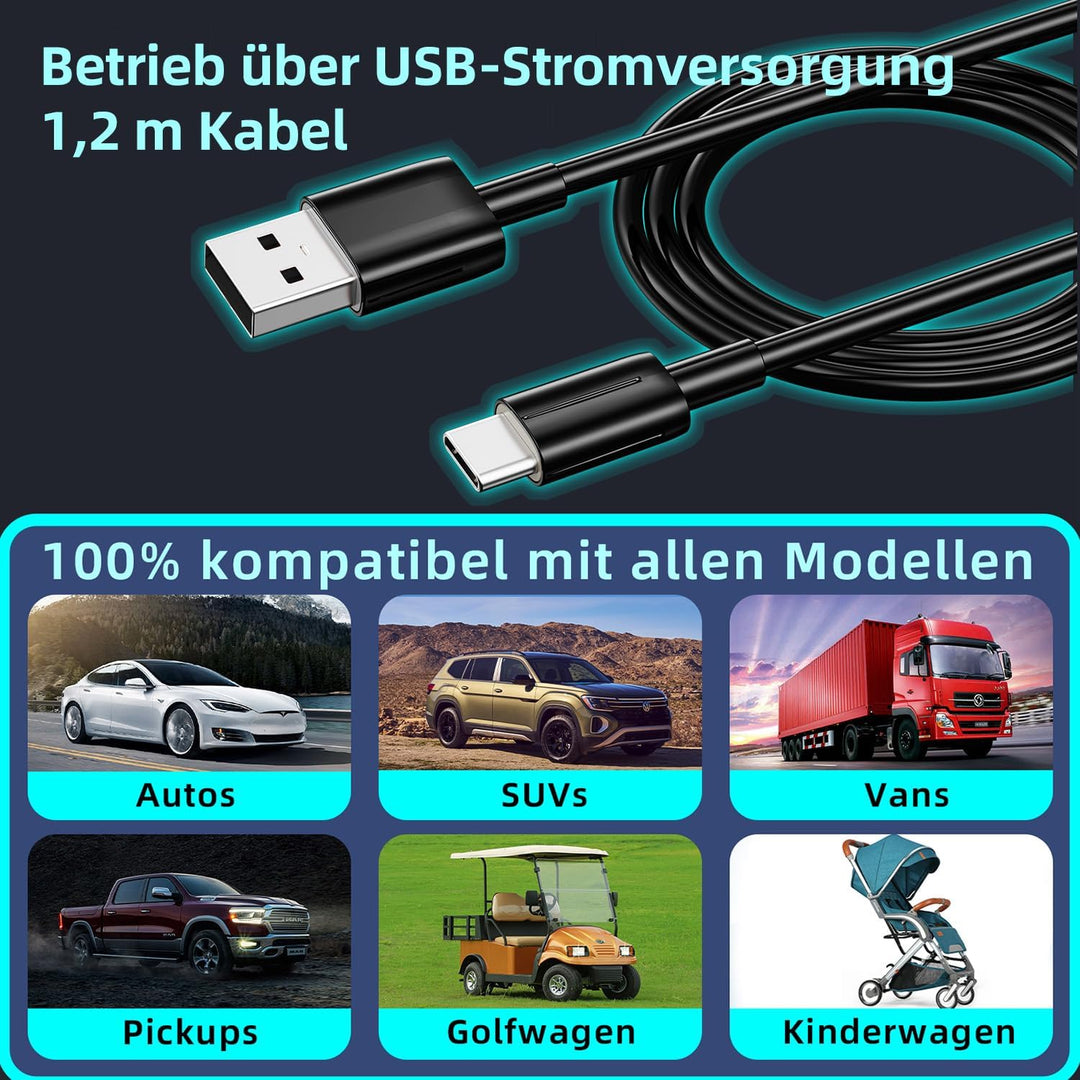Auto Clip Ventilator,USB C Leise Fan Portable Klein Klemmventilator,360° Verstellbar 3 Stufen Stark