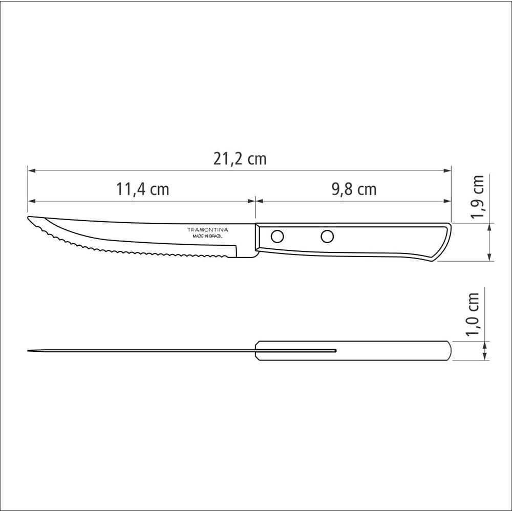 Tramontina Grillbesteck Set, 14-teilig, Edelstahl, Grillset mit Steakbesteck, Tranchiergabel und Tra