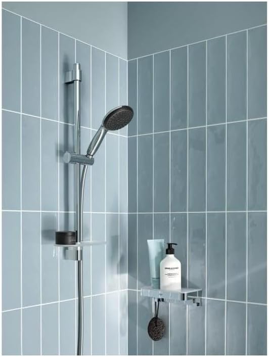GROHE Vitalio 110, Duschset mit Ablage, 14l pro Min (Duschstangenset mit: Duschkopf 2 Strahlarten, 1