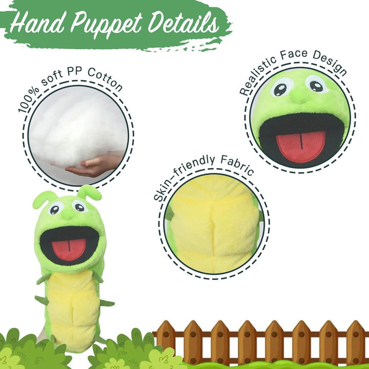 lilizzhoumax Handpuppe Raupe Kuscheltier Tier Raupe Handpuppe aus Plüsch Kawaii Niedliches Rollenspi