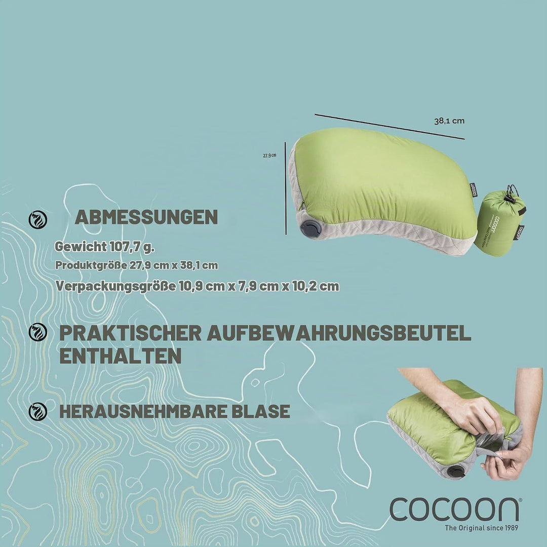 Cocoon Air-Core Hood/Camp Pillow Grösse 28 x 37 cm Wasabi/Grey, Wasabi/Grey