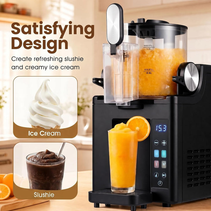 LIFEZEAL Slush Maschine, 1,5 L Softeismaschine mit 220 W Kompressor | Eismaschine für Slushies, Cock