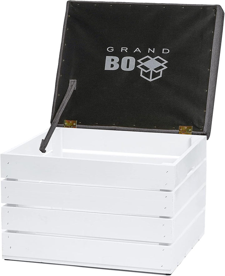 GrandBox Sitzhocker aus Holz 37x40x50 Polster, Sitztruhe Hocker mit Stauraum, Sitzbank, Sitzpouf, Si