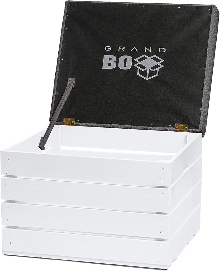 GrandBox Sitzhocker aus Holz 37x40x50 Polster, Sitztruhe Hocker mit Stauraum, Sitzbank, Sitzpouf, Si