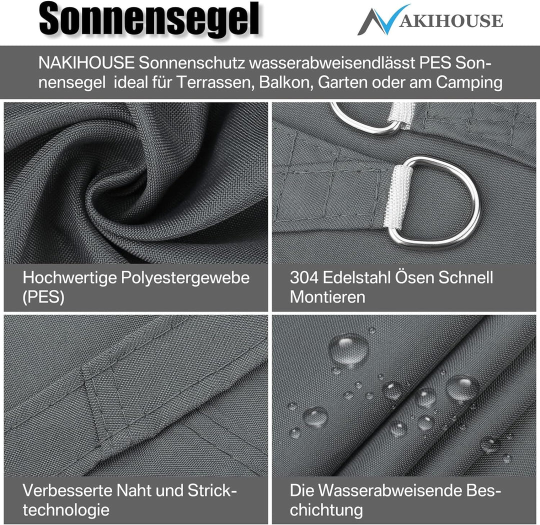 3.6x3.6x3.6m Wasserdichter Sonnenschutz Dreieck Sonnenschirm Aussenüberdachung Garten Patio Pool Sha