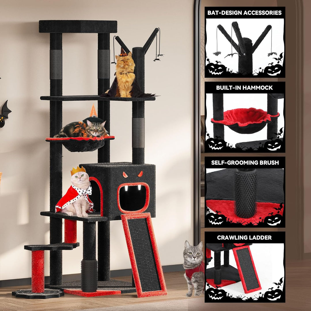 YITAHOME Gothic Kratzbaum Gross, 153cm Hoch, XL Grosse Katzen Stabil mit 4 Sisalsäule, 1 Kratzbrette