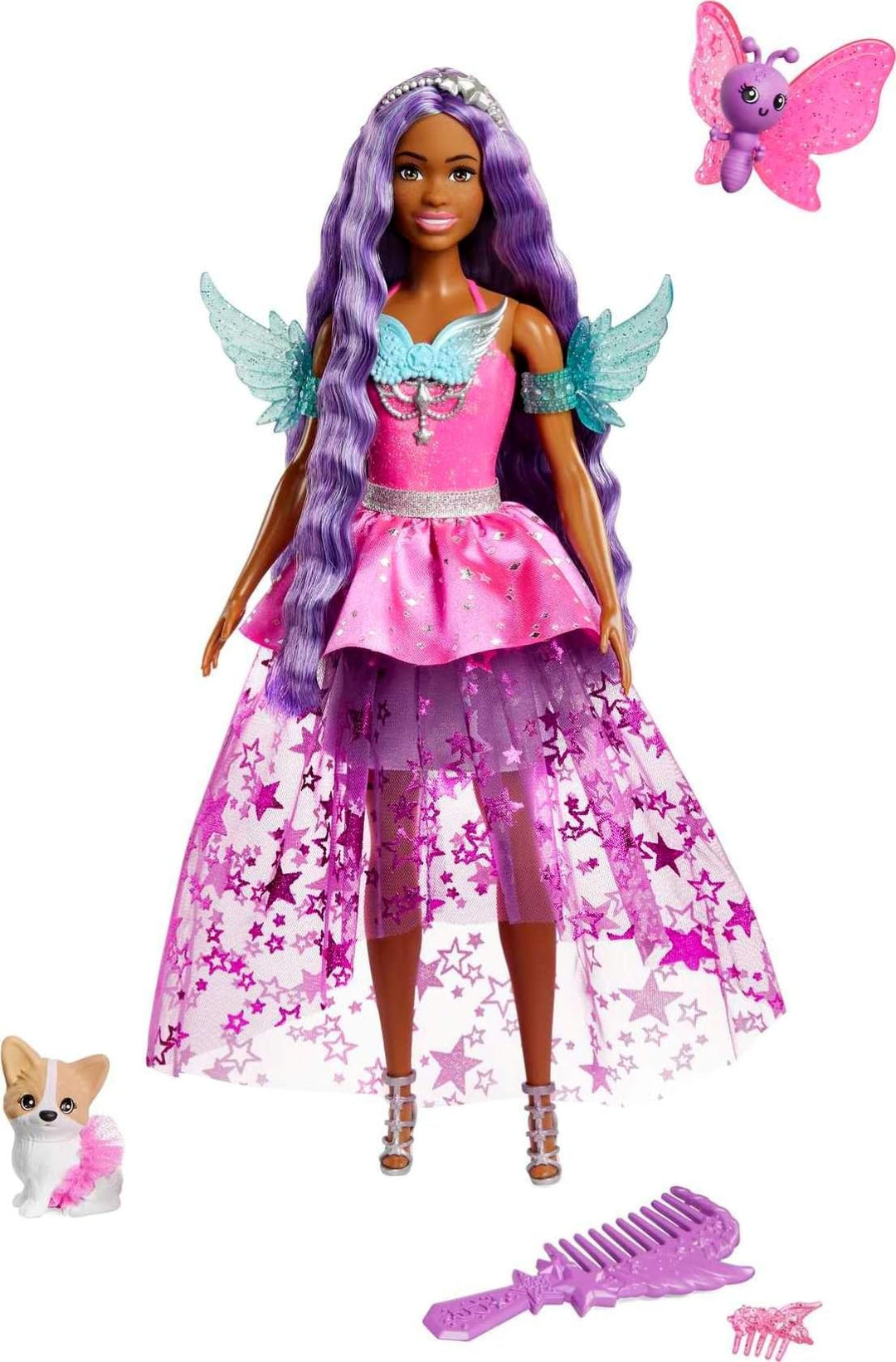 Barbie Ein Verborgener Zauber - Brooklyn Roberts mit märchenhaftem Kleid, Zubehör und Zwei entzücken