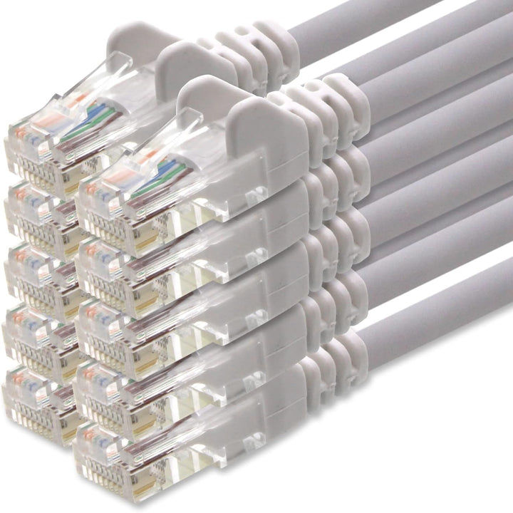 1aTTack.de Netzwerkkabel Cat.6 - weiss - 10x - 5m - (Set) - CAT6 Ethernet Kabel Lankabel 1000 Mbits