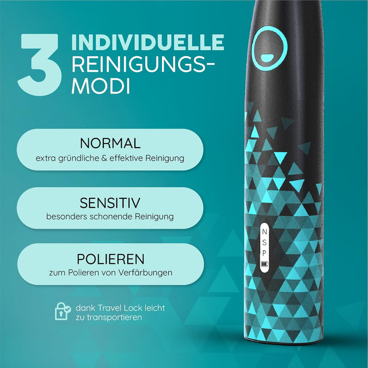 happybrush® Elektrische Schall-Zahnbürste Eco VIBE 3 - Nachhaltige Zahnbürste mit 6 Wochen Power-Akk