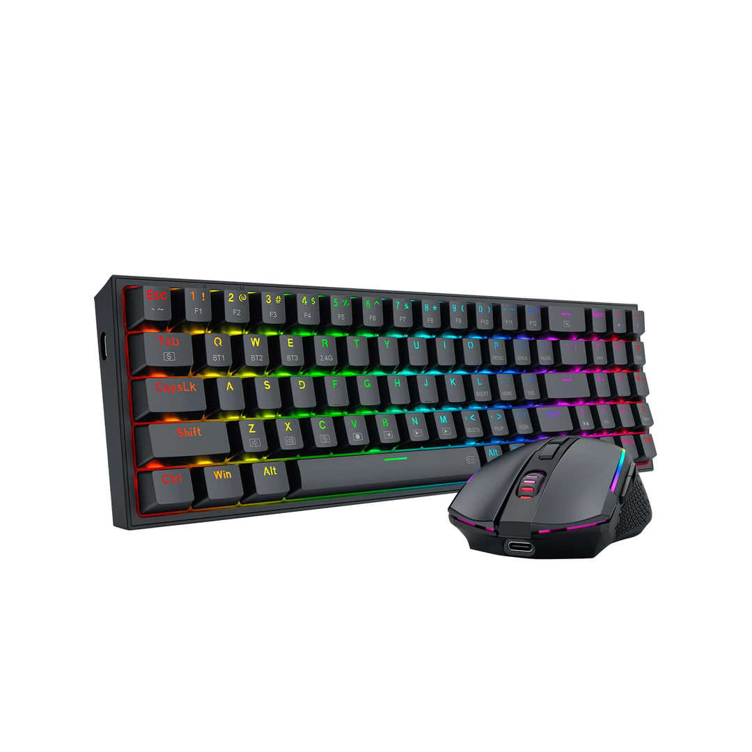Redragon BS136 Gaming-Tastatur- und -Maus-Kombination, 75% K628 Tri-Mode-kabellose mechanische RGB-T