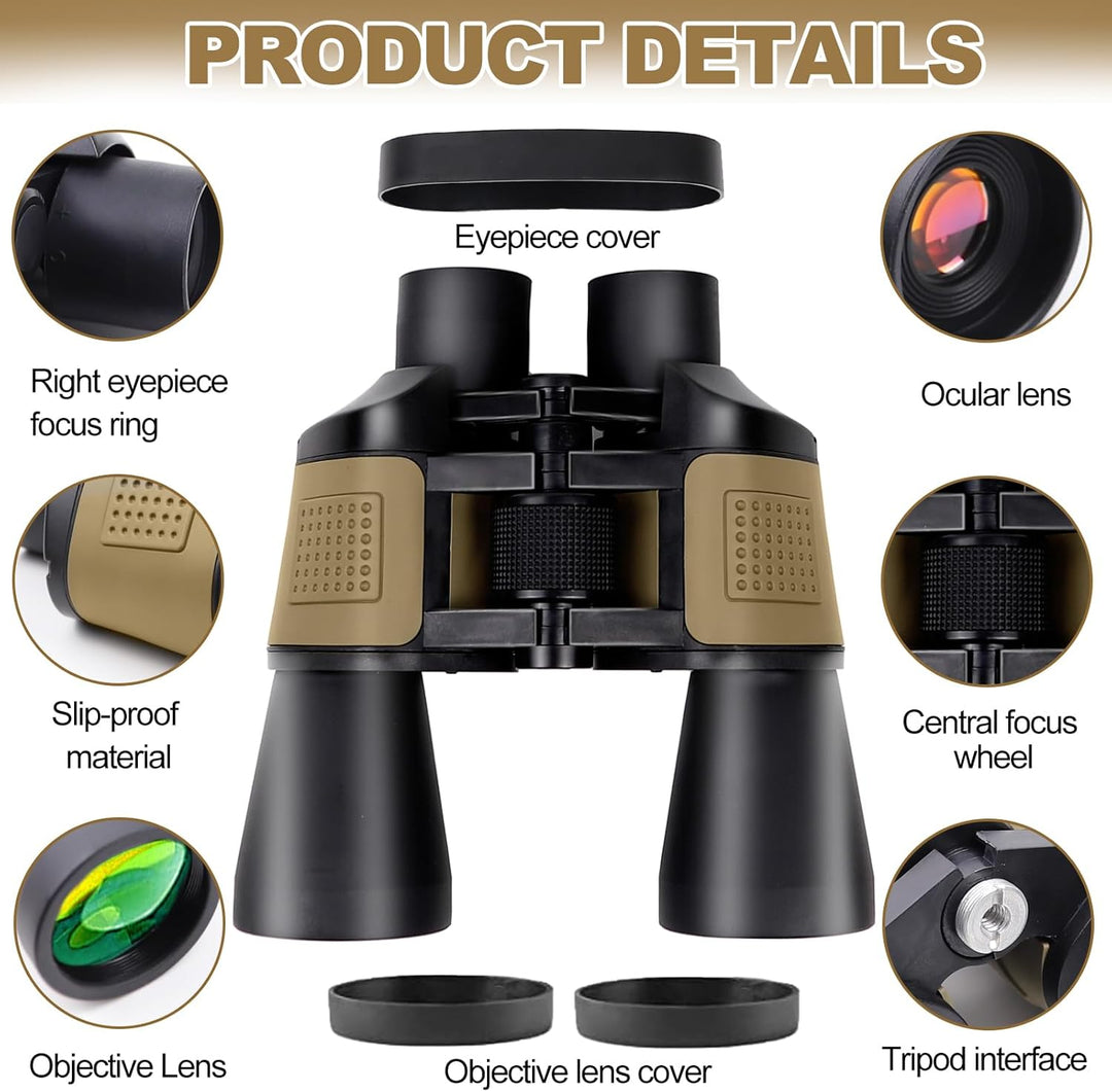 20x50 Fernglas für Erwachsene, HD Wasserdichtes Fernglas mit BAK4 Prisma & FMC Objektiv, Tragbares T