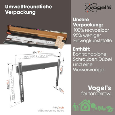 Vogel's Elite TVM 5605 Extrem Flache Premium TV-Wandhalterung für 40-100 Zoll Fernseher | Bis 100 kg