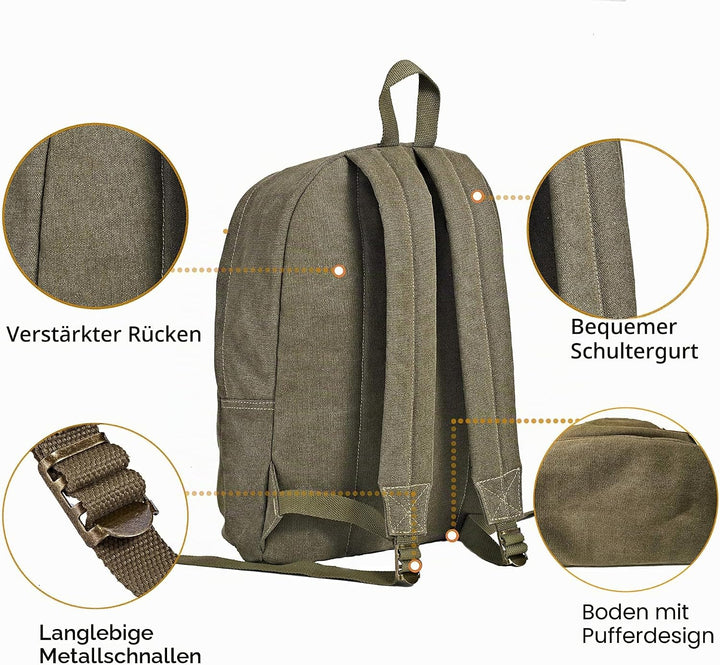 seemeroad Canvas Vintage Rucksack Ultraleichter und Lässiger Rucksäcke Laptop Daypack Schulrucksack