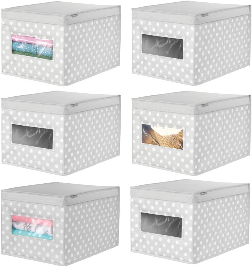 mDesign 6er-Set stapelbare Ordnungsbox – grosse Aufbewahrungsbox mit Sichtfenster für das Kinderzimm